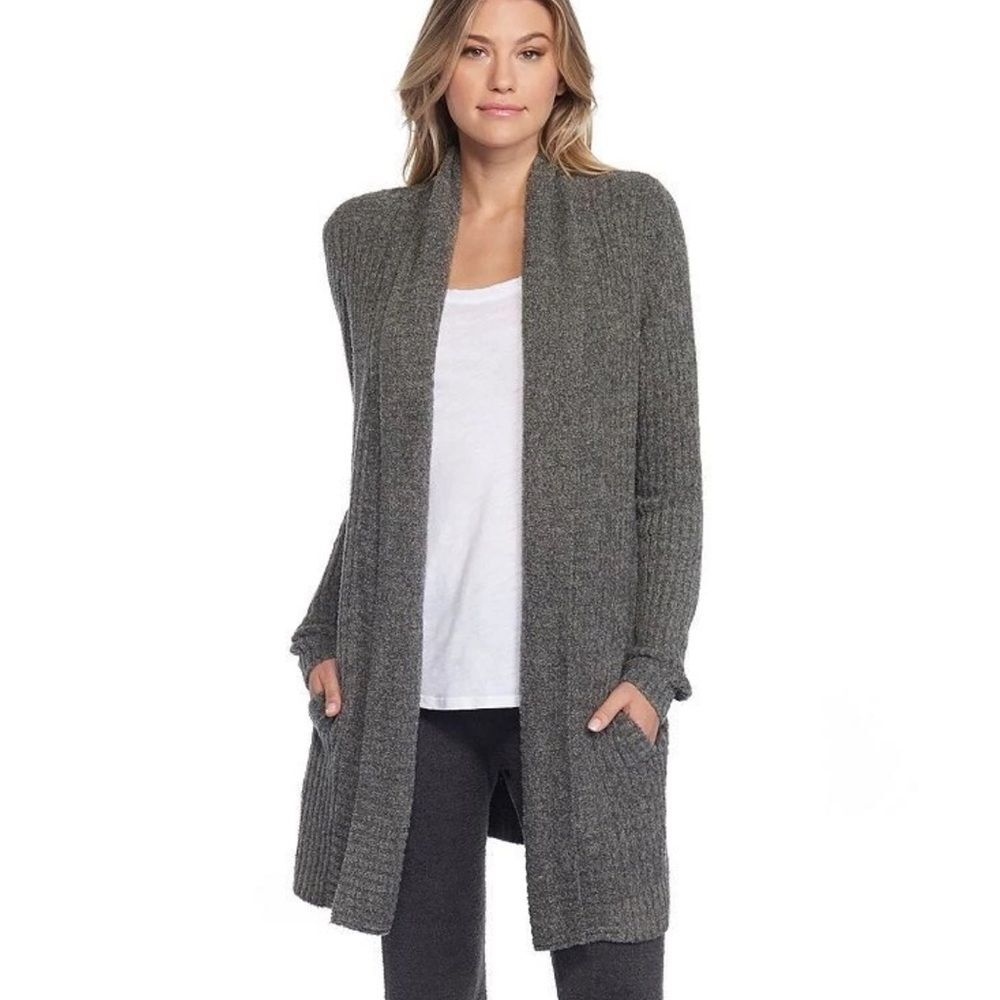 Barefoot Dreams Cozychic Lite Montecito Women's Gray Open Front Cardigan Sweater